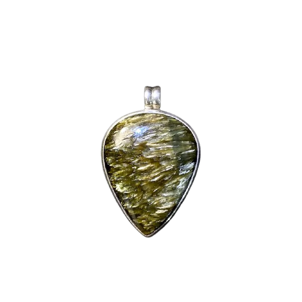 Pendentif en Séraphinite serti sur Argent 925 -3| Pendentifs en Minéraux | Dans les yeux de Gaïa