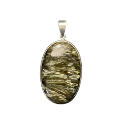 Pendentif en Séraphinite serti sur Argent 925 -2| Pendentifs en Minéraux | Dans les yeux de Gaïa