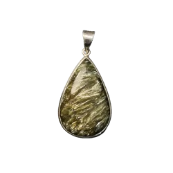 Pendentif en Séraphinite serti sur Argent 925 -1| Pendentifs en Minéraux | Dans les yeux de Gaïa