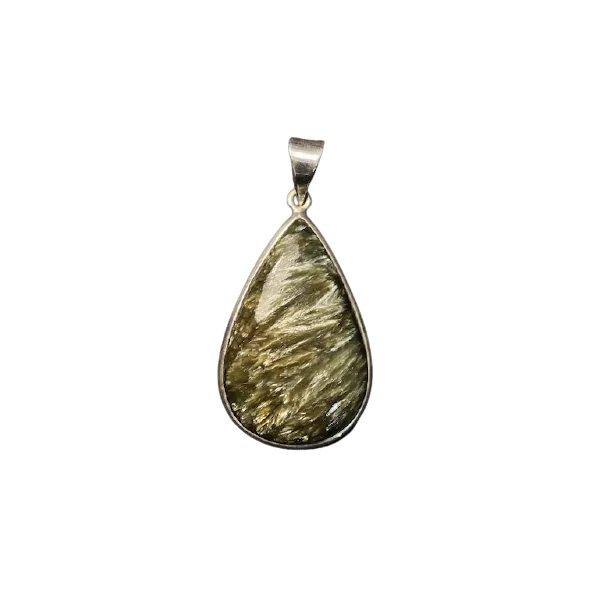 Pendentif en Séraphinite serti sur Argent 925 -1| Pendentifs en Minéraux | Dans les yeux de Gaïa