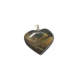 Pendentif Coeur en Oeil de Tigre grand modèle | Dans les yeux de Gaïa