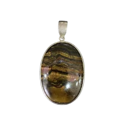 Pendentif en Oeil de Tigre Serti en Argent 925 -3 | Minéraux