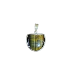 Pendentif en Oeil de Faucon Serti en Argent 925 - Photo 1 | Dans les Yeux de Gaia