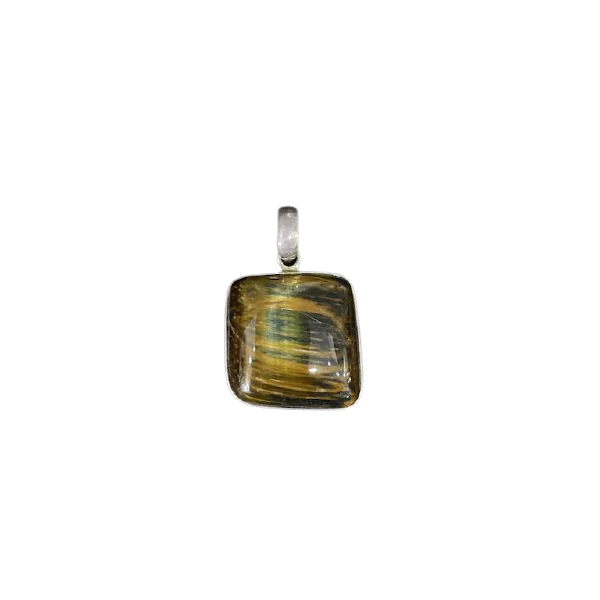 Pendentif en Oeil de Faucon Serti en Argent 925 -2| Pendentifs en Minéraux | Dans les yeux de Gaïa