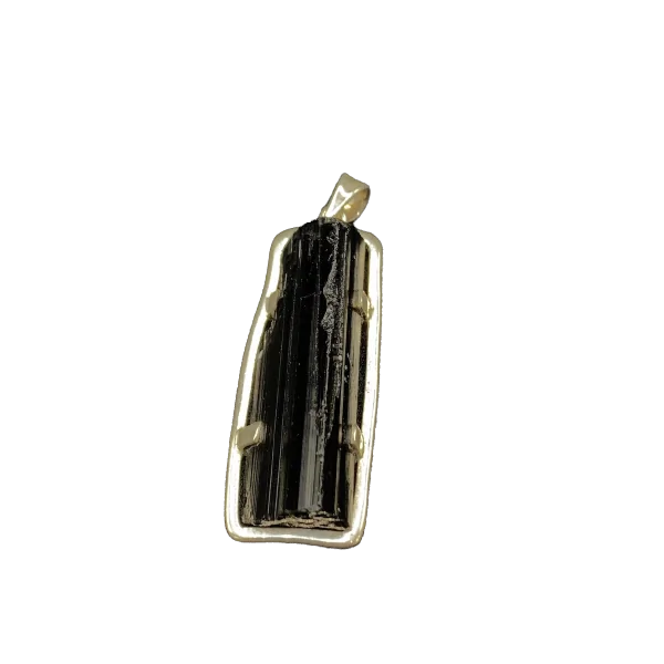 Pendentif en Tourmaline Noire Serti en Argent 925 - Photo 1 | Dans les Yeux de Gaia