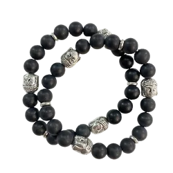 Bracelet 3 Bouddha Onyx | Bracelets en Pierres | Dans les yeux de Gaïa