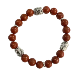 Bracelet Jaspe Rouge 3 Bouddhas 8mm | Dans les yeux de Gaïa