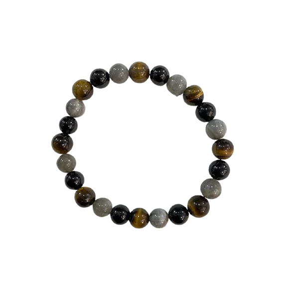 Bracelet en Labradorite, en Oeil de Tigre et en Tourmaline | Dans les Yeux de Gaia