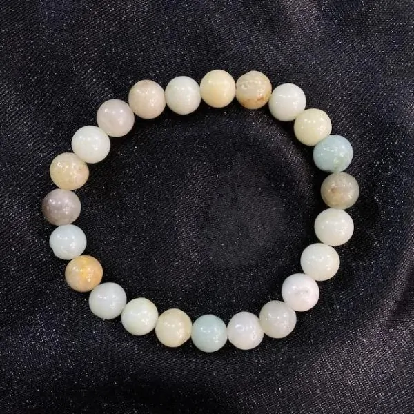 Bracelet Amazonite perles rondes de 8mm | Dans les yeux de Gaïa