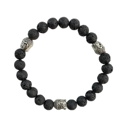 Bracelet 3 Bouddha Pierre de Lave | Bracelets en Pierres | Dans les yeux de Gaïa
