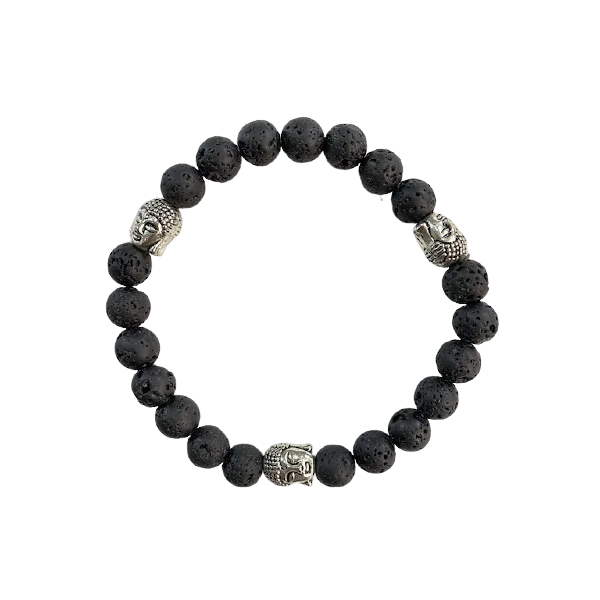 Bracelet 3 Bouddha Pierre de Lave | Bracelets en Pierres | Dans les yeux de Gaïa