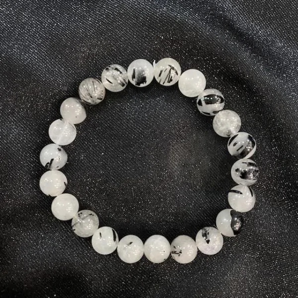 Bracelet Quartz Tourmaline perles rondes 8mm | Dans les yeux de Gaïa
