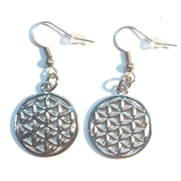 Paire de boucle d'oreille Fleur de vie - Minéraux | Dans les yeux de Gaïa