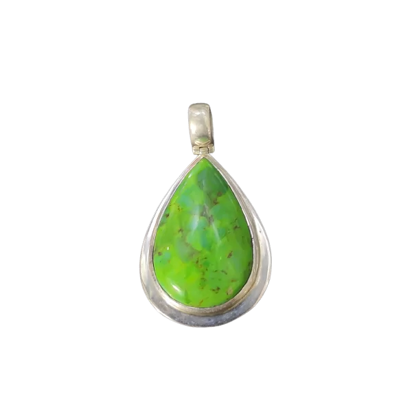 Pendentif en Turquoise de Mohave Verte sur argent 925 - Photo 1 | Dans les Yeux de Gaia