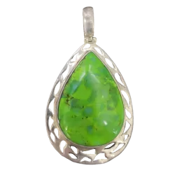 Pendentif en Turquoise de Mohave Verte sur argent 925 -1| Pendentifs en Minéraux | Dans les yeux de Gaïa