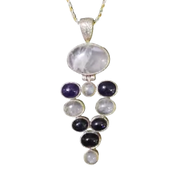 Pendentif en quartz rose et améthyste | Dans les yeux de Gaïa