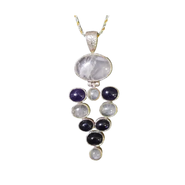 Pendentif en quartz rose et améthyste | Dans les yeux de Gaïa