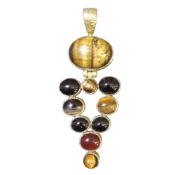 Pendentif en Oeil de Tigre Grenat et cornaline | Dans les yeux de Gaïa