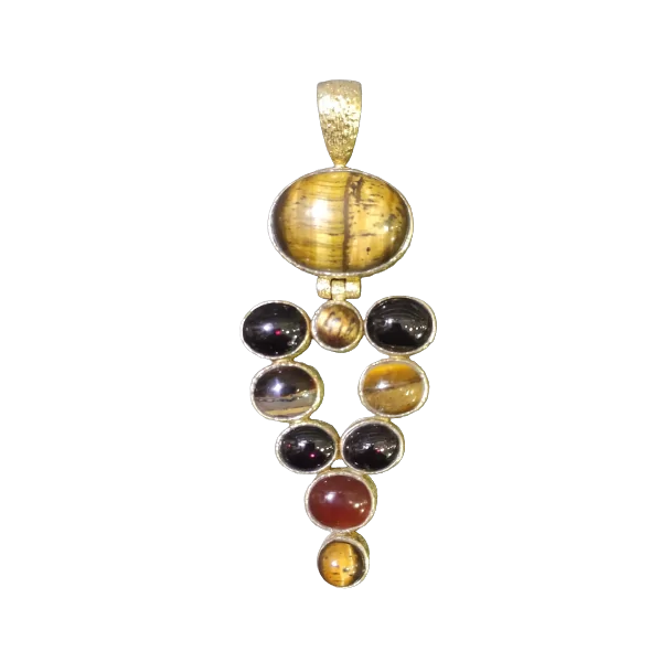 Pendentif en Oeil de Tigre Grenat et cornaline | Dans les yeux de Gaïa