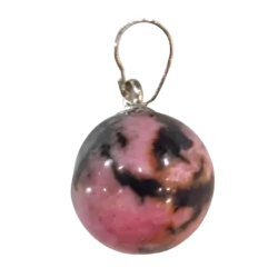Pendentif boule en Rhodonite | Pendentifs en Minéraux | Dans les yeux de Gaïa