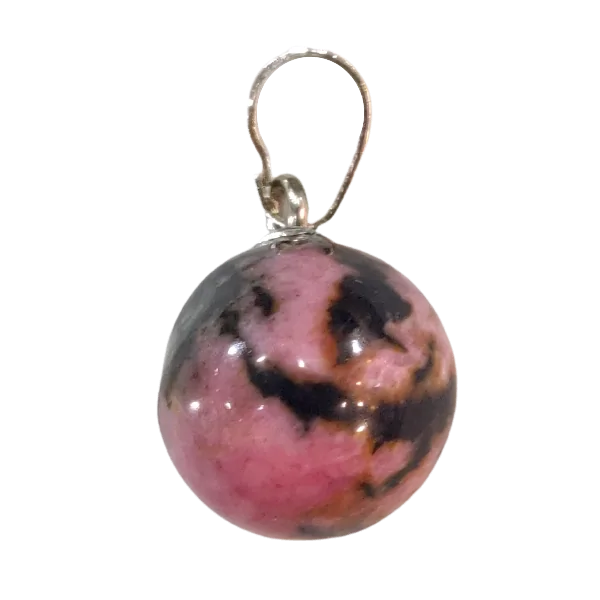 Pendentif boule en Rhodonite | Pendentifs en Minéraux | Dans les yeux de Gaïa