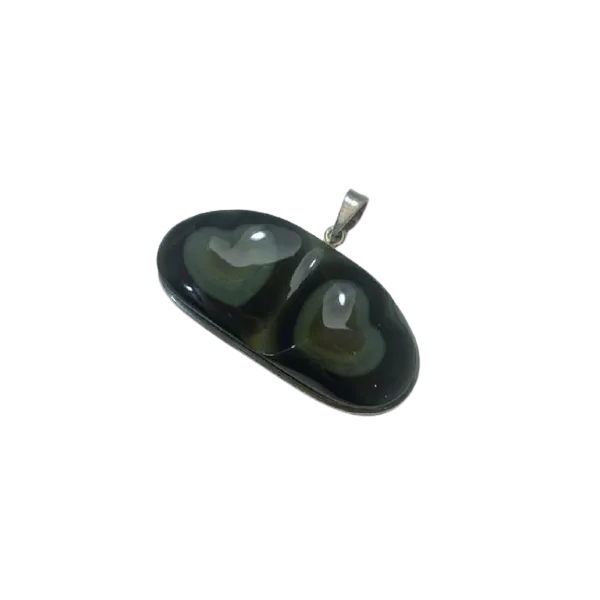 Pendentif Obsidienne Oeil Céleste Serti en Argent 925 -4 | Dans les yeux de Gaïa