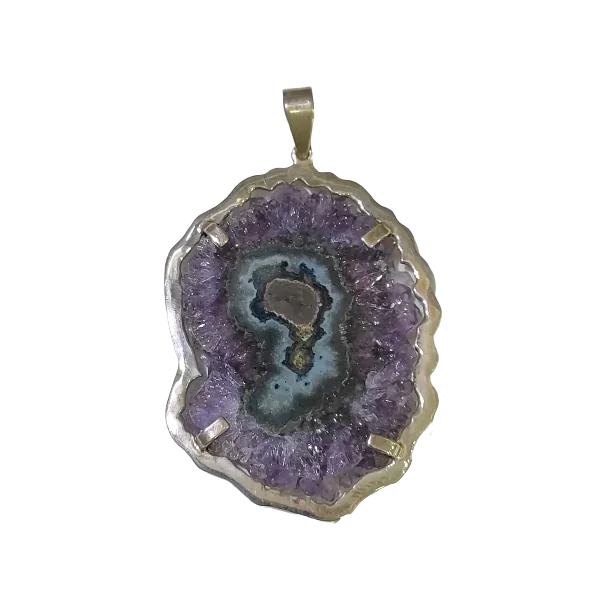 Pendentif Fleur d'Améthyste serti en Argent 925 -5 | Dans les yeux de Gaïa