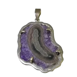Pendentif Fleur d'Améthyste serti en Argent 925 -2 | Dans les yeux de Gaïa