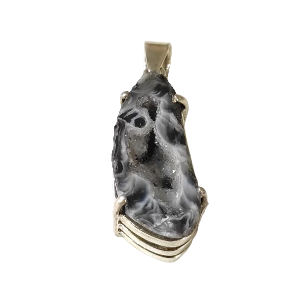 Pendentif en Druse d'Agate Serti sur Argent 925 - Photo 1 | Dans les Yeux de Gaia