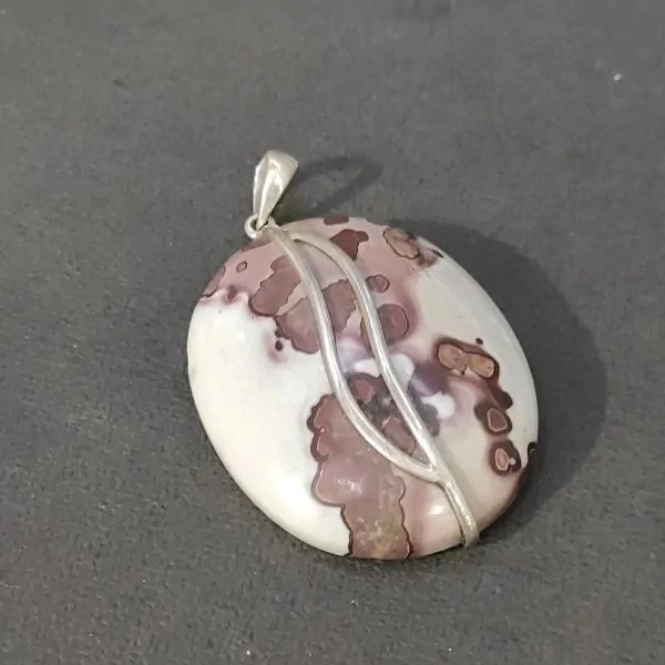 Pendentif Jaspe Serti sur Argent 925 -12| Pendentifs en Minéraux | Dans les yeux de Gaïa