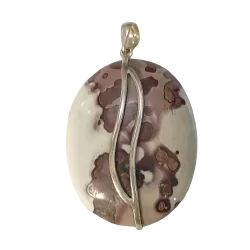 Pendentif Jaspe Serti sur Argent 925 -12| Pendentifs en Minéraux | Dans les yeux de Gaïa