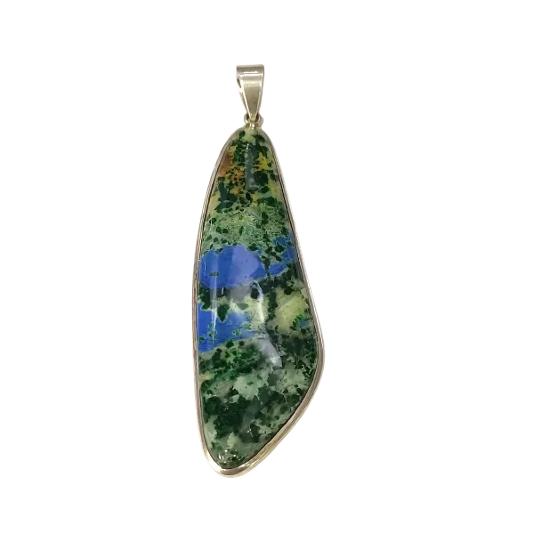 Pendentif Azurite-Malachite sur Argent 925 - Photo 1 | Dans les Yeux de Gaia