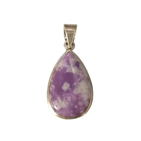 Pendentif en Lépidolite serti en Argent 925 -1| Pendentifs en Minéraux | Dans les yeux de Gaïa