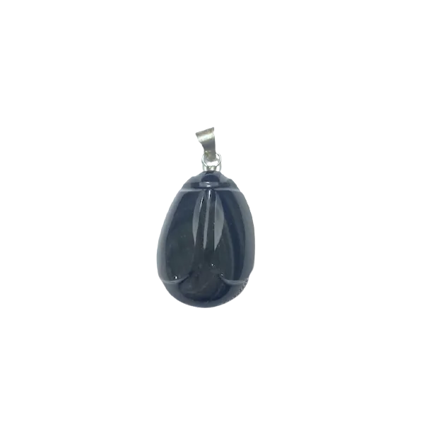 Pendentif Obsidienne Oeil Céleste sur Métal Argenté -1 | Dans les yeux de Gaïa
