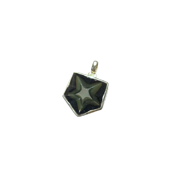 Pendentif Obsidienne Oeil Céleste Serti en Argent 925 -7 | Dans les yeux de Gaïa