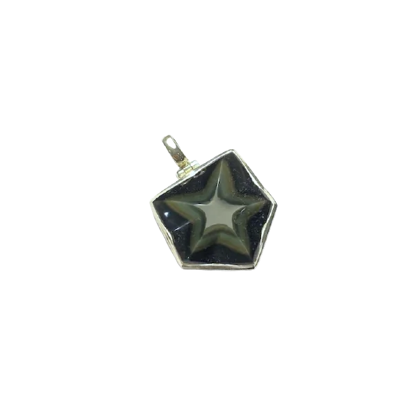 Pendentif Obsidienne Oeil Céleste Serti en Argent 925 -7 | Dans les yeux de Gaïa