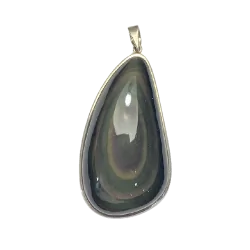 Pendentif Obsidienne Oeil Céleste Serti en Argent 925 -8 | Dans les yeux de Gaïa