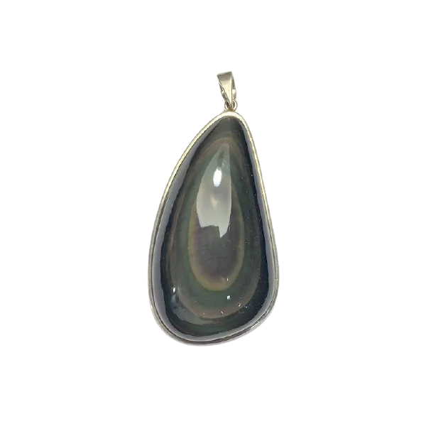 Pendentif Obsidienne Oeil Céleste Serti en Argent 925 -8 | Dans les yeux de Gaïa