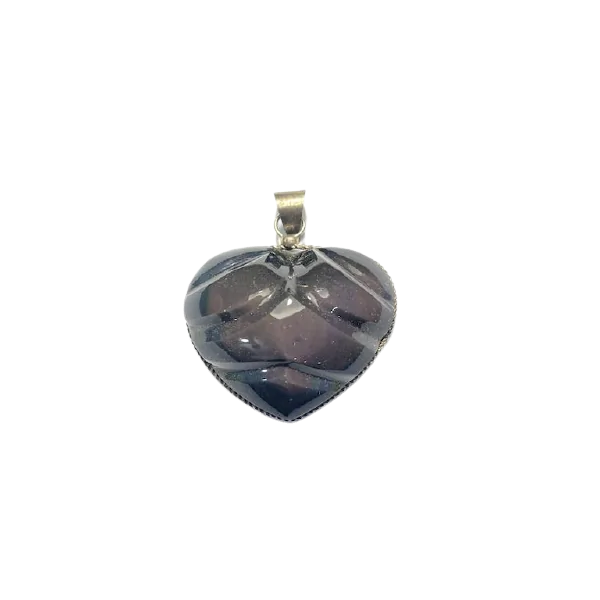 Pendentif Obsidienne Oeil Céleste sur Métal Argenté -3 | Minéraux
