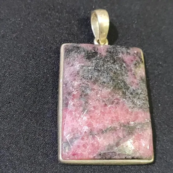 Pendentif en Rhodonite en Argent 925 -8| Pendentifs en Minéraux | Dans les yeux de Gaïa