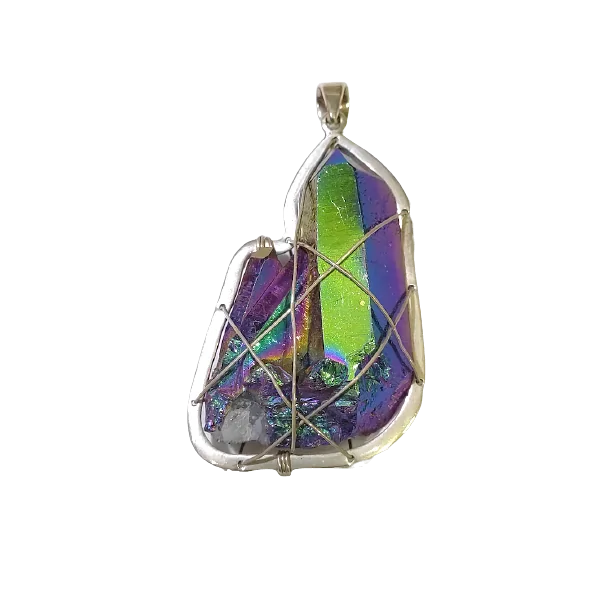 Pendentif Quartz Aqua Titane brute -1 | Dans les yeux de Gaïa