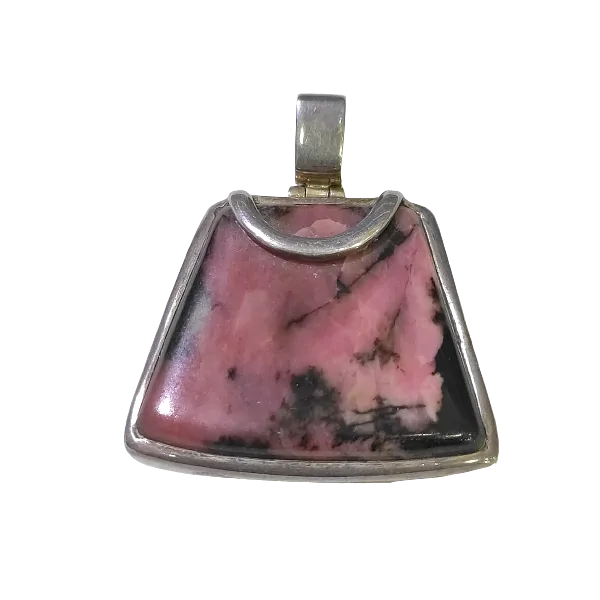 Pendentif en Rhodonite en Argent 925 -5| Pendentifs en Minéraux | Dans les yeux de Gaïa