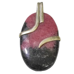 Pendentif en Rhodonite en Argent 925 -3| Pendentifs en Minéraux | Dans les yeux de Gaïa