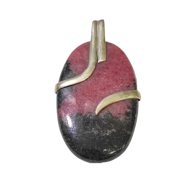 Pendentif en Rhodonite en Argent 925 -3| Pendentifs en Minéraux | Dans les yeux de Gaïa