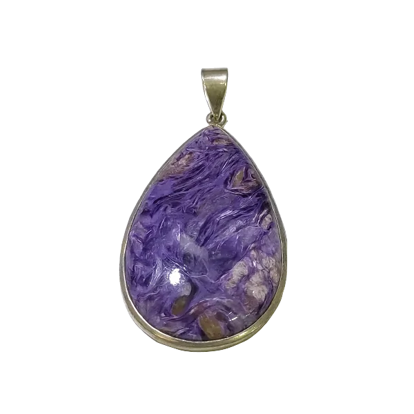 Pendentif Charoïte Serti en Argent 925 -5 | Dans les yeux de Gaïa