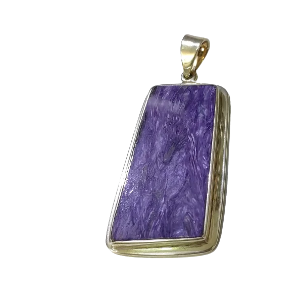 Pendentif Charoïte Serti en Argent 925 -4 | Dans les yeux de Gaïa