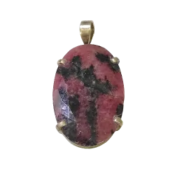 Pendentif en Rhodonite en Argent 925 -2| Pendentifs en Minéraux | Dans les yeux de Gaïa