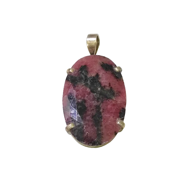 Pendentif en Rhodonite en Argent 925 -2| Pendentifs en Minéraux | Dans les yeux de Gaïa