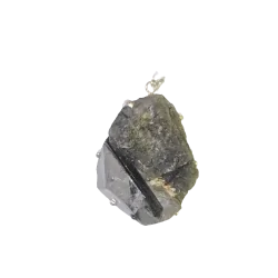 Pendentif Quartz et Tourmaline noire brute sur argent 925 | Minéraux