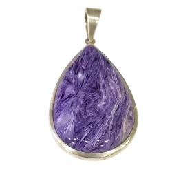 Pendentif Charoïte Serti en Argent 925 -2 | Dans les yeux de Gaïa